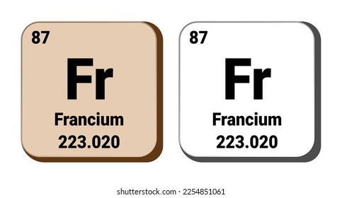 Para, icono vector de elemento Francium, elemento de tabla periódica. Ilustración vectorial Archivo EPS 10. Aislado sobre fondo blanco.