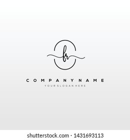 FR handwriting initial logo template vector.