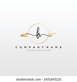 FR handwriting initial logo template vector.