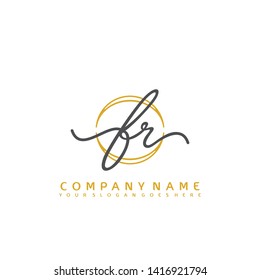 FR Initial handwriting logo concept