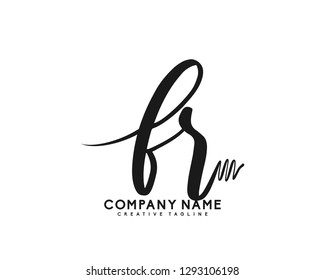FR Initial Handwriting Logo Template Vector