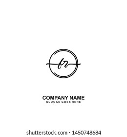 FR Initial handwriting logo template vector