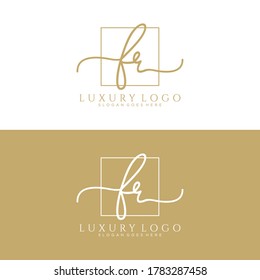 FR Vector de plantilla de logotipo de escritura manual inicial