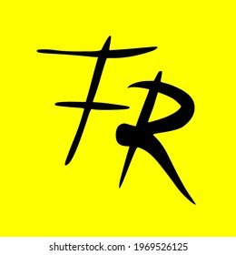 FR initial handwritten logo for identity