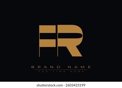 FR initial letter logo design. Letter F and R luxury alphabet letter logo icon template
