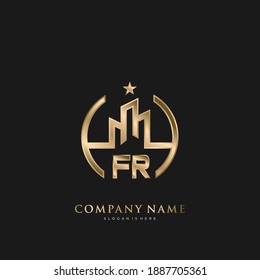 FR Initial Letter Real Estate Luxury house Logo Vector art for Business, Building, Architecture