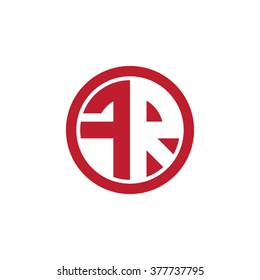 FR initial letters circle business logo red