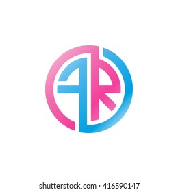 FR initial letters loop linked circle logo blue pink