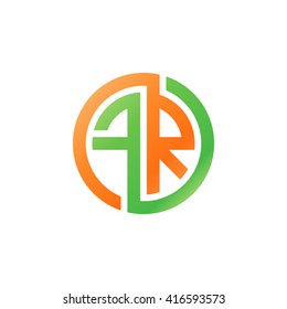 FR initial letters loop linked circle logo orange green