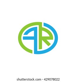 FR initial letters looping linked ellipse logo blue green