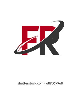 FR initial logo company name colored red and black swoosh design, isolated on white background. vector logo for business and company identity.