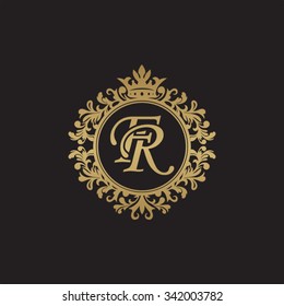 FR initial luxury ornament monogram logo
