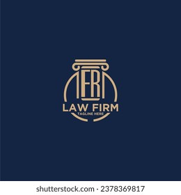 FR monograma inicial para la firma de abogados con línea de círculo creativo