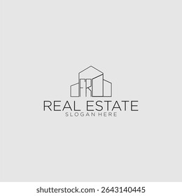 FR initial monogram logo for real estate with luxury building style