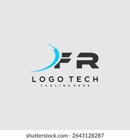 FR initial monogram for technology logo design