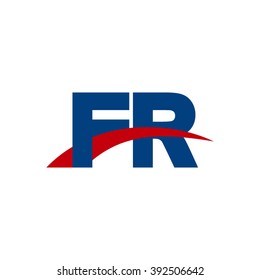 FR initial overlapping swoosh letter logo blue red