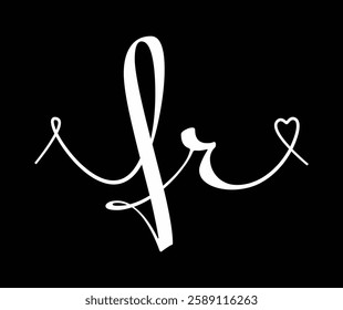 FR initial wedding monogram calligraphy vector illustration. Hand drawn lettering f and r love logo design for valentines day poster, greeting card, photo album, banner print or tattoo.