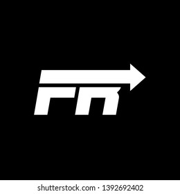 FR initials with forward arrow in white logo vector 
