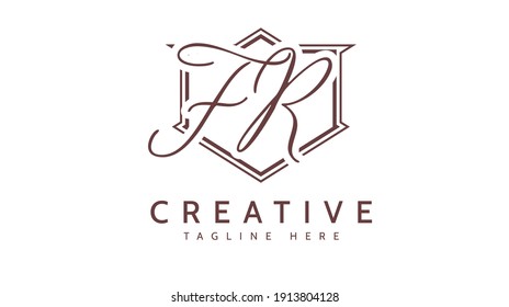 FR Initials, handwriting logo vector