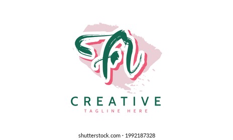 FR Initials, handwriting logo vector