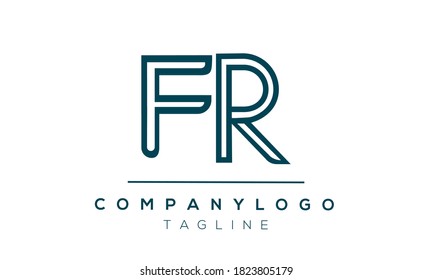  Iniciales FR diseño del logotipo del alfabeto de texto de letra monográfica