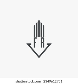 Indicaciones FR del material del logotipo inmobiliario. vector de logotipo