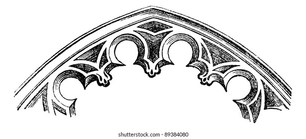 FR Intrados - arches cut-to-date (XV century), vintage engraved illustration. Magasin Pittoresque 1875