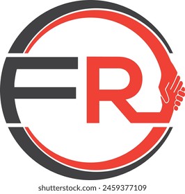 FR letter with hand logo design