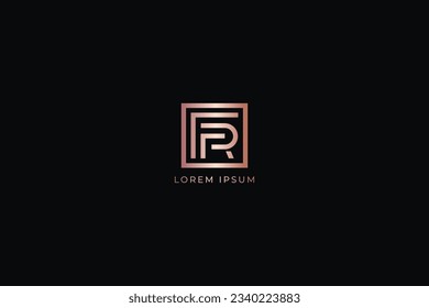 fr letter line style fashion brand design modern style creative golden wordmark design typography illustration, fr line logo, fr lettering