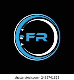 Diseño de logotipo de letra FR con forma de círculo Diseño de logotipo FR. Diseño creativo del logotipo de la letra FR. FR diseño único.