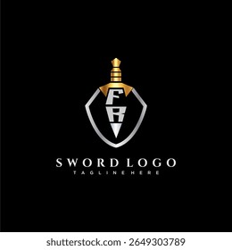 FR carta monograma de luxo para escudo e espada estilo imagem