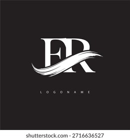 FR Letter Monogram Logo with Brush Stroke for Modern Brand Identity