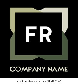 FR letters business logo creative  icon design template elements in abstract background logo, design identity in square with four colors, modern alphabet letters