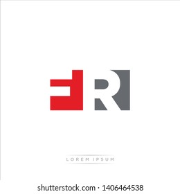 FR Logo Letter with Modern Negative space - Red and Grey Color EPS 10