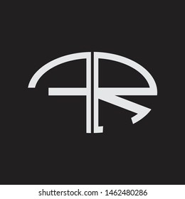 FR Logo letter oval monogram design template with black and white colors