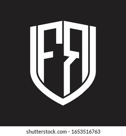 FR Logo monogram with emblem shield design isolated on black background