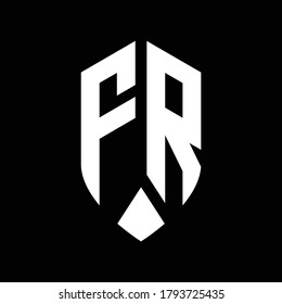 fr logo monogram with emblem shield style design template