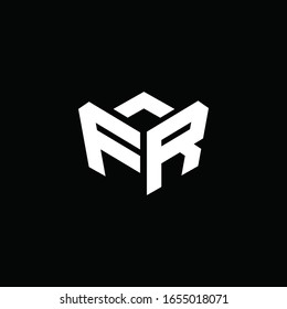 FR Logo-Monogramm mit Farbbanddesign-Vorlage im Emblem