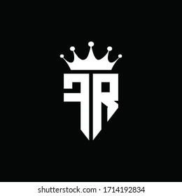Estilo de logotipo FR monograma con plantilla de diseño de forma corona