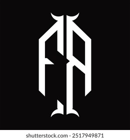FR Logo monograma hexágono escudo con forma de cuerno diseño Plantilla