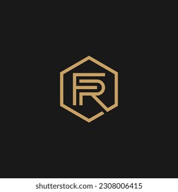 FR monogram logo inside gold hexagon frame