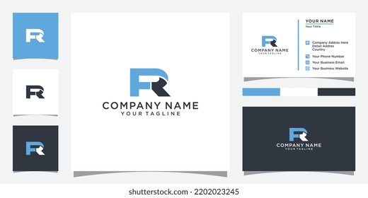 FR of RF initial letter logo design vector with business card design.