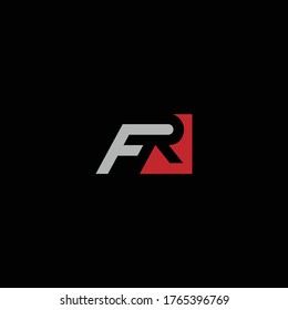 Diseños de letras FR o RF con colores y fondos diferentes