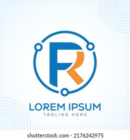 Tecnología FR o RF diseño creativo moderno diseño de logotipo premium plantilla vectorial