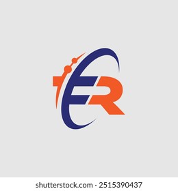 Logo da FR Tech. Carta FR com modelo de logotipo de círculo técnico 