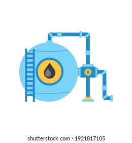 Fracking Oil Industry Machinery Pump And Pipes Vector Illustration