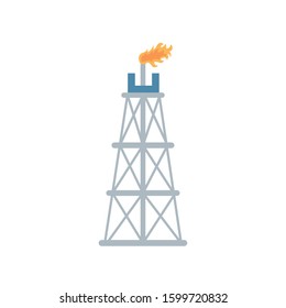 fracking refinery tower, oil rig vector illustration