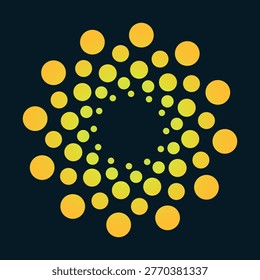 Fractal Abstract Yellow Dotted Spiral Element on Dark Background Vector