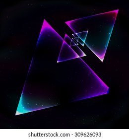 Fractal decreasing number of triangles, diverging on the two sides.