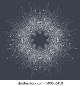 Fractal element with compounds lines and dots. Big data complex. Graphic abstract background communication. Minimal array. Digital data visualization. Vector illustration